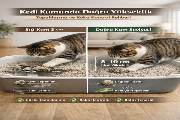 Kedi Kumunda Doğru Yükseklik | Topaklaşma ve Koku Kontrol Rehberi